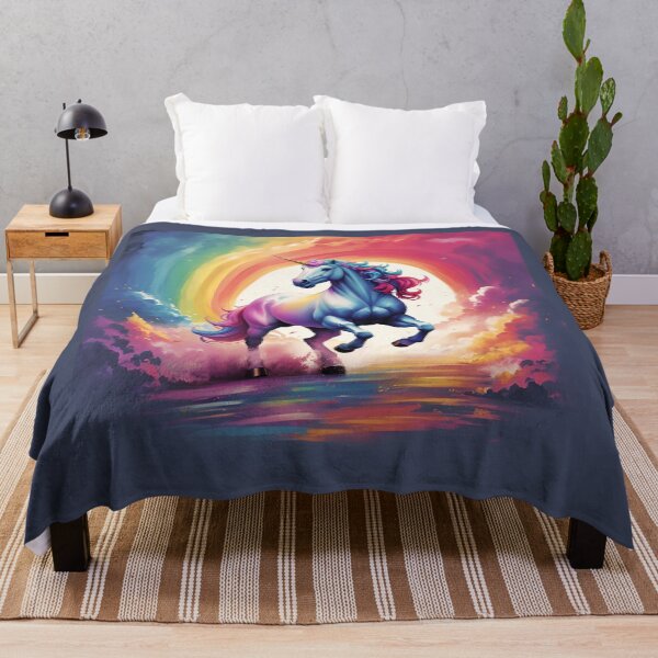 Item preview, Majestic Unicorn against the Rainbow designed and sold by ArtVibeInk.