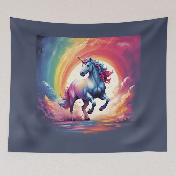 Item preview, Majestic Unicorn against the Rainbow designed and sold by ArtVibeInk.
