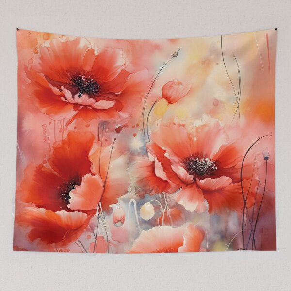 Item preview, Red Poppies watercolor painting 1 designed and sold by Red Witch Art.