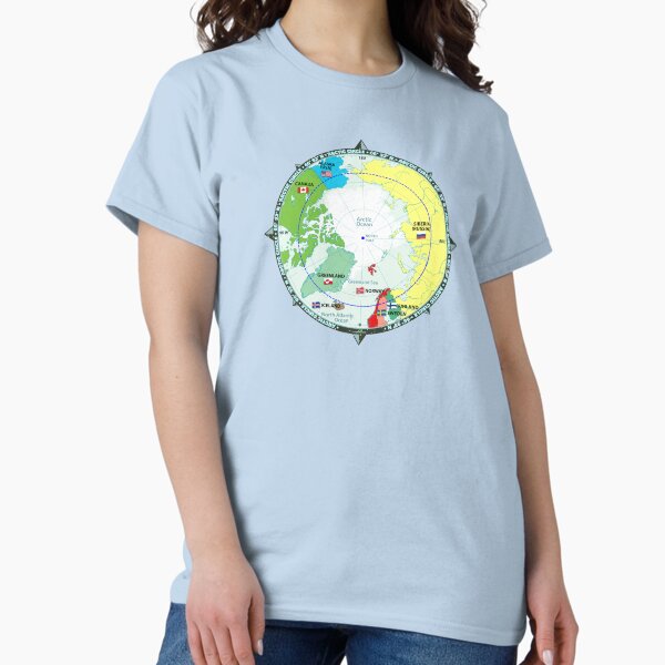 Item preview, Arctic Circle North Pole Map Sticker T-Shirt 01 designed and sold by OuterShellUK.