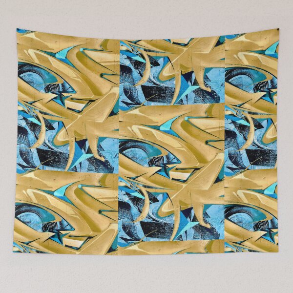 Item preview, Graffiti wall art wall art blue abstract yellow  designed and sold by Tropical Blood.