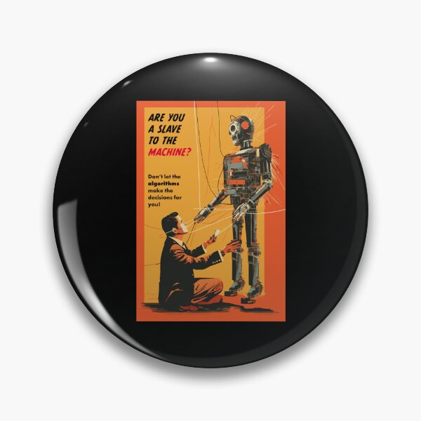 Item preview, Vintage AI Parody - Are You a Slave to the Machine - Gouache Painting - Humorous WW2-style Art - AI Fear Satire  designed and sold by ShobulousStudio.