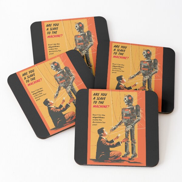 Item preview, Vintage AI Parody - Are You a Slave to the Machine - Gouache Painting - Humorous WW2-style Art - AI Fear Satire  designed and sold by ShobulousStudio.
