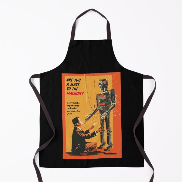 Item preview, Vintage AI Parody - Are You a Slave to the Machine - Gouache Painting - Humorous WW2-style Art - AI Fear Satire  designed and sold by ShobulousStudio.