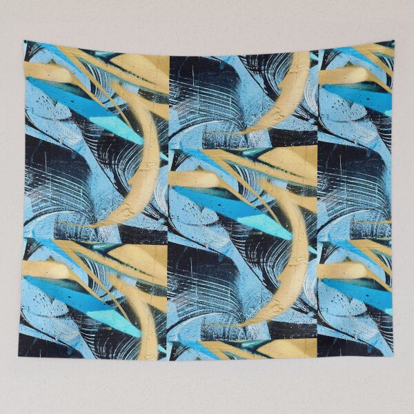 Item preview, Graffiti wall art wall art blue abstract yellow  designed and sold by Tropical Blood.