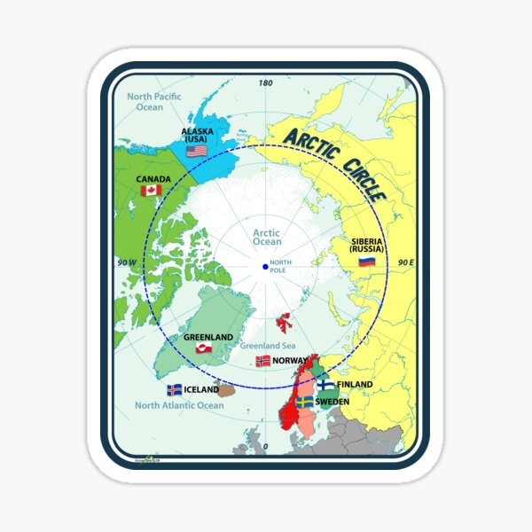 Item preview, Arctic Circle North Pole Map Sticker T-Shirt 02 designed and sold by OuterShellUK.