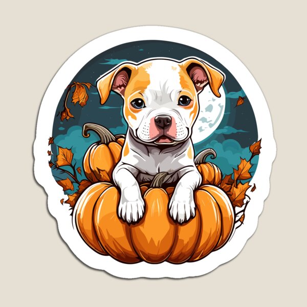 Pitbull in Halloween Pumpkin Magnet