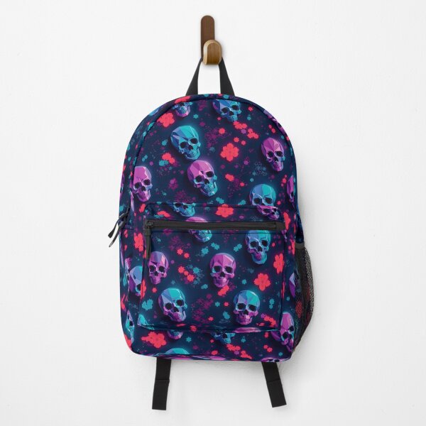 Item preview, Neon skulls and flowers multicolor pattern designed and sold by ChromoCrafts.