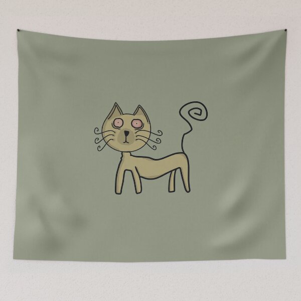 Item preview, Tired cat in shock lineart cartoon designed and sold by dagzzzol.