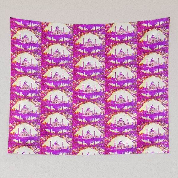 Item preview, The Taj Mahal, India, Indigo-pink, AI Generated Art - An Iconic Monument and Beautiful Tomb designed and sold by studioSharonKay.
