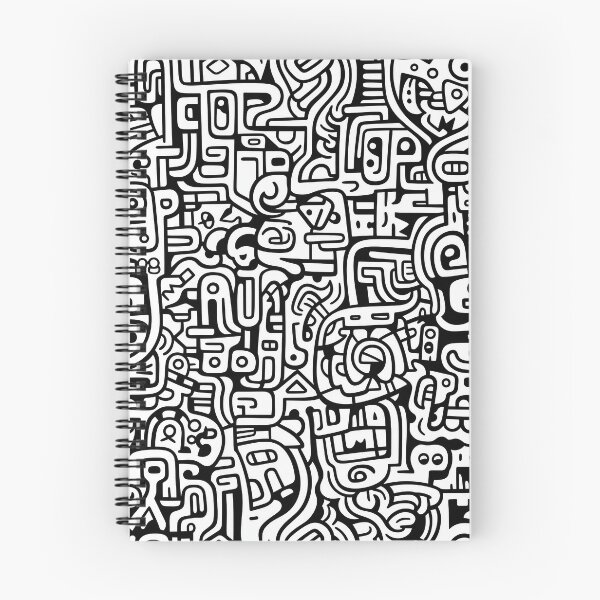 Item preview, Black and white seamless pattern with cute doodle art on a white background designed and sold by overheadclick.
