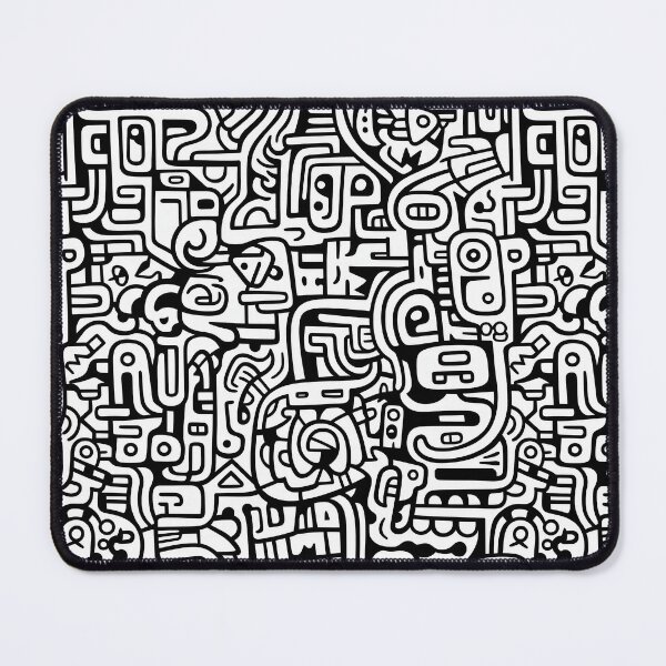 Item preview, Black and white seamless pattern with cute doodle art on a white background designed and sold by overheadclick.