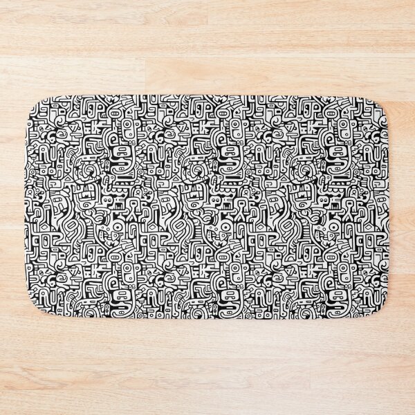 Item preview, Black and white seamless pattern with cute doodle art on a white background designed and sold by overheadclick.