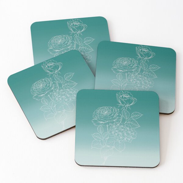 Item preview, Ocean Gradient with White Flowers designed and sold by RabbitHeartArt.