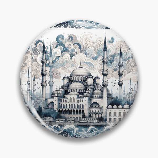 Item preview, Ink-Washed Elegance: Istanbul's Mosque in Monochrome designed and sold by JohannesLux.