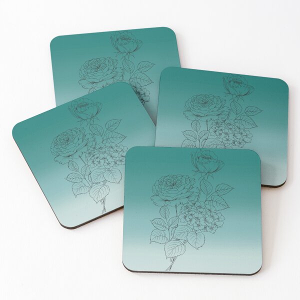 Item preview, Ocean Gradient with Black Flowers designed and sold by RabbitHeartArt.