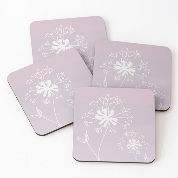 Item preview, Pink and Grey Gradient with White Dandelion  designed and sold by RabbitHeartArt.