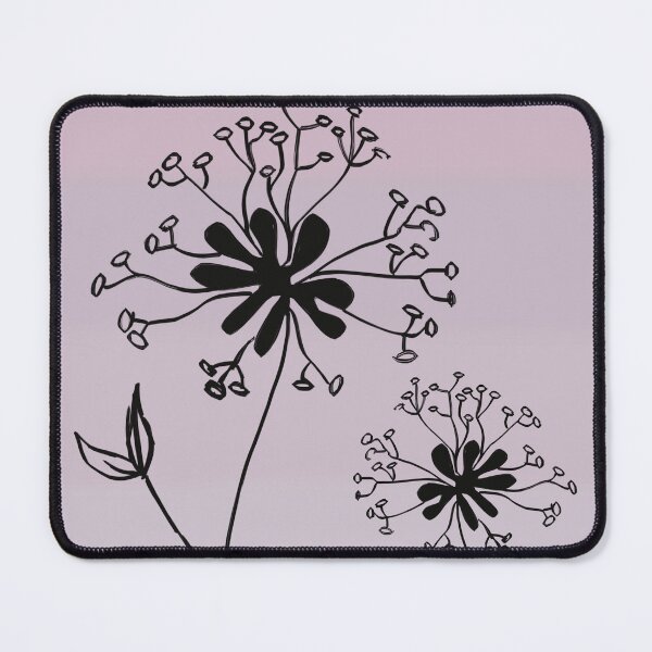 Item preview, Pink and Grey Gradient with a Black Dandelion designed and sold by RabbitHeartArt.