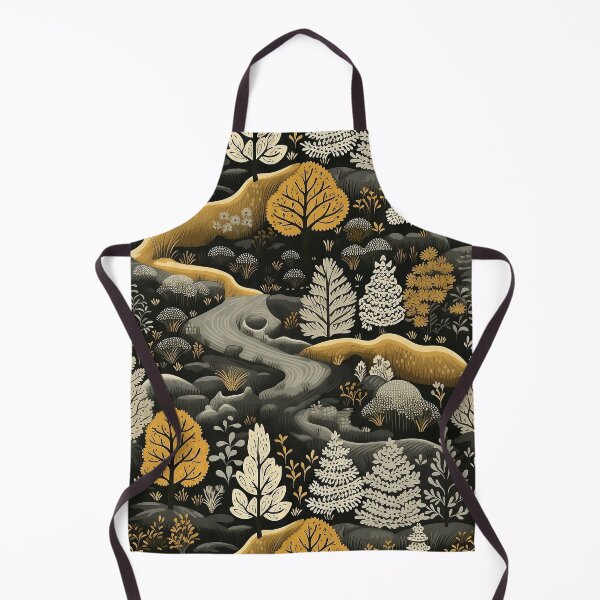 Item preview, Autumn woodland print with a river, trees and yellow flowers designed and sold by exitbird.