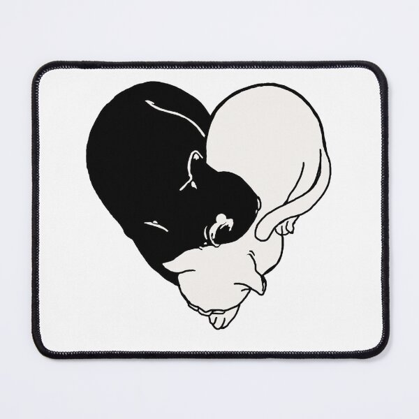 Item preview, Black and white cat snuggled together in the shape of a heart designed and sold by adesignworld.