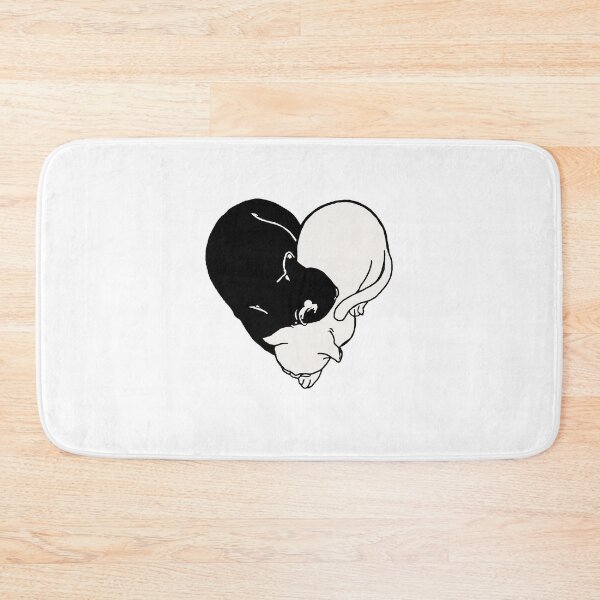 Item preview, Black and white cat snuggled together in the shape of a heart designed and sold by adesignworld.