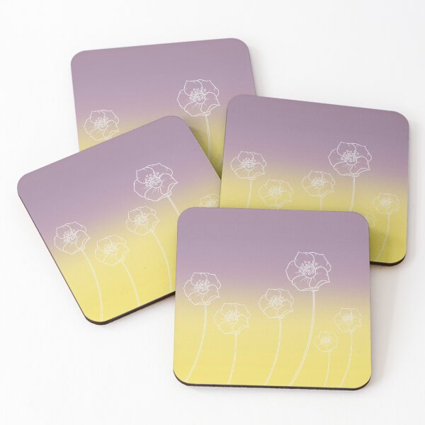Item preview, Purple and Yellow Gradient with White Flowers designed and sold by RabbitHeartArt.