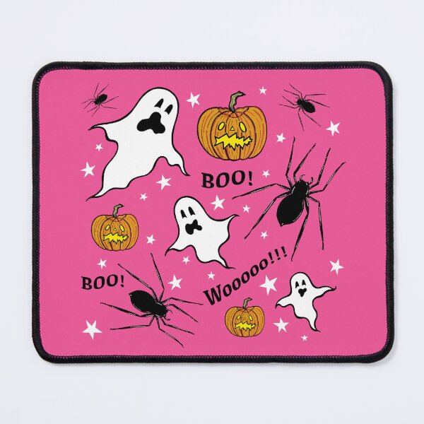 Item preview, Ghosts, Spiders, Pumpkins, Boo!, Wooooo!!! + Stars - Pink Background designed and sold by Helen McCartney Designs.