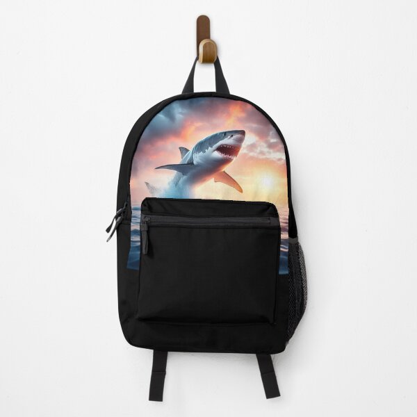 Item preview, Great white shark jumping out of the water at sunset designed and sold by ART-POD-PL.