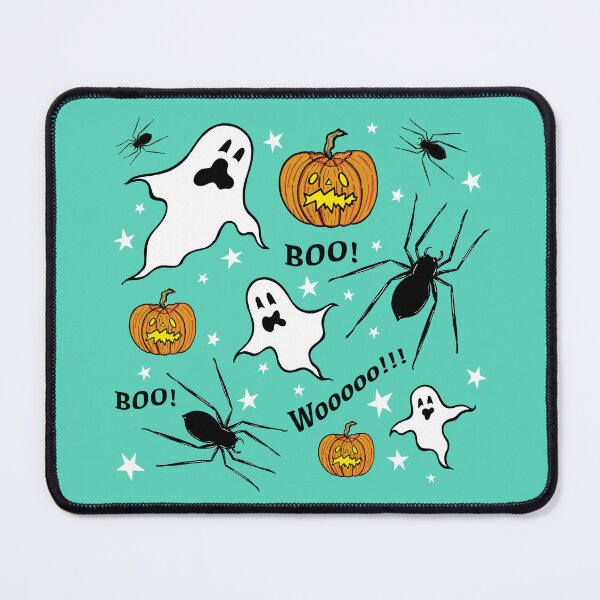 Item preview, Ghosts, Spiders, Pumpkins, Boo!, Wooooo!!! + Stars - Green Background designed and sold by Helen McCartney Designs.