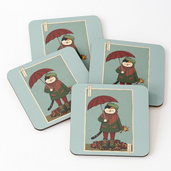 Item preview, Canadian Calico Cat in Beret with Umbrella - Hello Maple Leaf Autumn  designed and sold by MagicEyesOnly.
