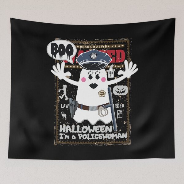 Item preview, BOO Policewoman dressed as a GHOST - cute Halloween designed and sold by ArtProjectShop.