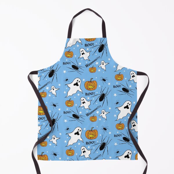 Item preview, Ghosts, Spiders, Pumpkins, Boo!, Wooooo!!! + Stars - Blue Background designed and sold by Helen McCartney Designs.