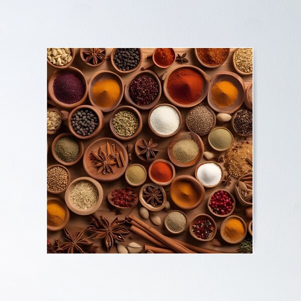 Item preview, Spices shot from above in a knolling style designed and sold by scottanderson2.