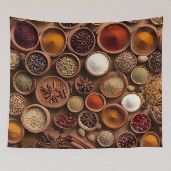 Item preview, Spices shot from above in a knolling style designed and sold by scottanderson2.