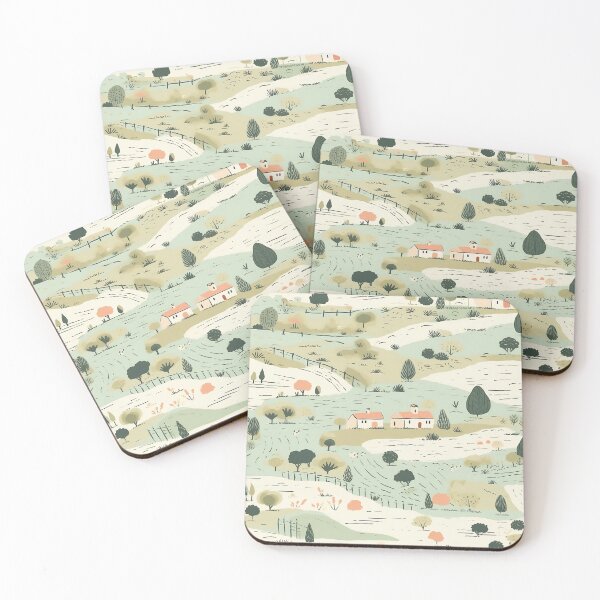 Item preview, Countryside scene seamless pattern, realistic landscapes designed and sold by exitbird.