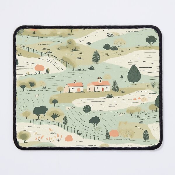 Item preview, Countryside scene seamless pattern, realistic landscapes designed and sold by exitbird.