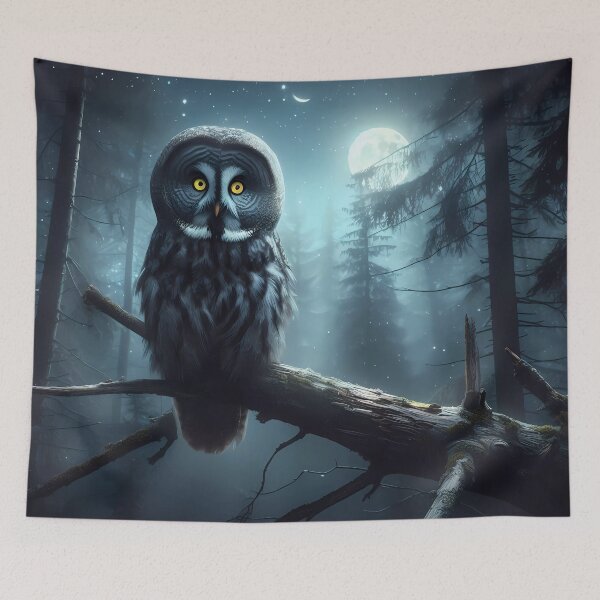 Item preview, Great gray owl in the moonlight designed and sold by Helleradi.