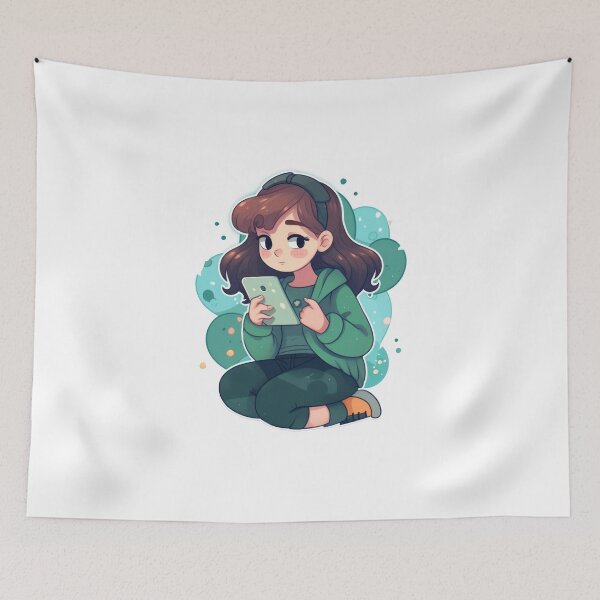 Item preview, Illustration Of Girl Holding Smartphone  designed and sold by FireFXStudio.