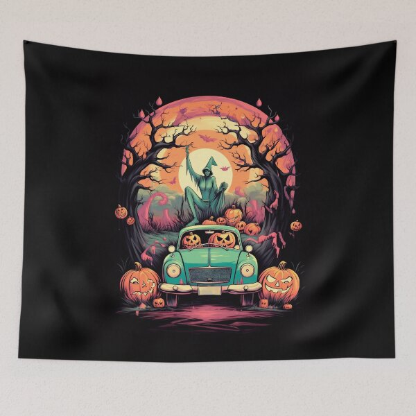 Item preview, Halloween: pumpkins driving a car designed and sold by GoldenTimesCafe.