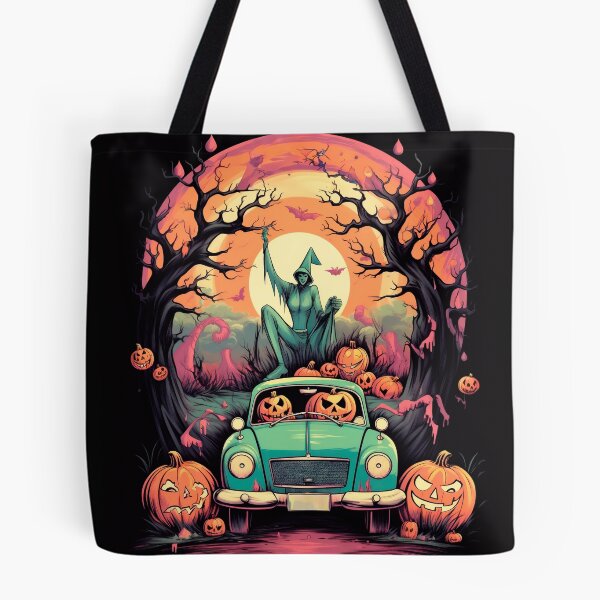 Item preview, Halloween: pumpkins driving a car designed and sold by GoldenTimesCafe.
