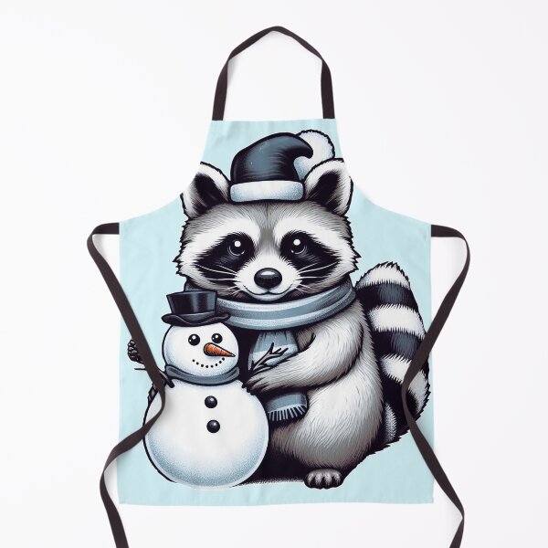 Item preview, A happy, funny raccoon builds a snowman designed and sold by illustratorg.