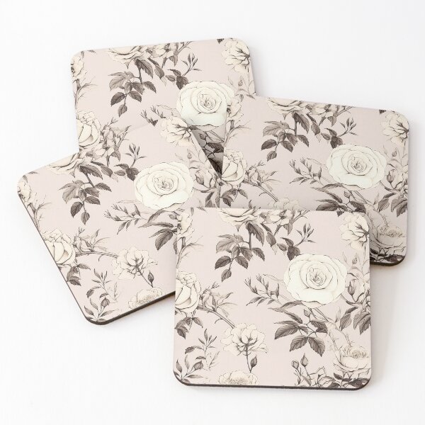 Item preview, Beige roses on a light pink background, seamless pattern, romanticism designed and sold by exitbird.