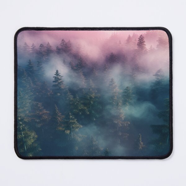 Item preview, Neon pink blue green light pine forest dawn designed and sold by zand-n-zive.