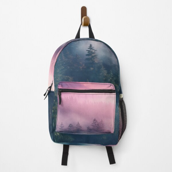 Item preview, Neon pink blue green light pine forest dawn designed and sold by zand-n-zive.