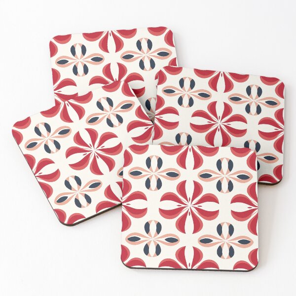 Item preview, Light beige tile with red, light pink and black seamless pattern designed and sold by exitbird.