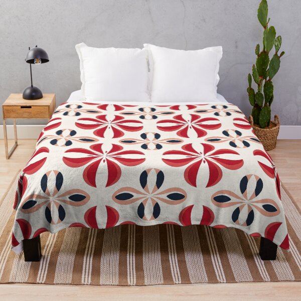 Item preview, Light beige tile with red, light pink and black seamless pattern designed and sold by exitbird.