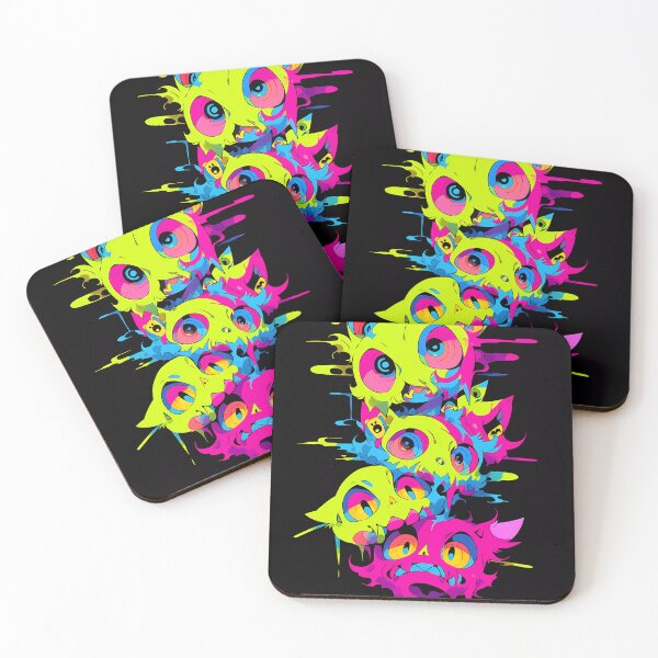 Item preview, “Neon Chatoyance: 4 Felines in Brilliant Hues” designed and sold by Art-Vortex-fr.