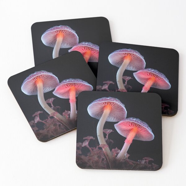 Item preview, Fluorescent magic glowing pink mushroom friends shroom couple designed and sold by OliveAndSnow.