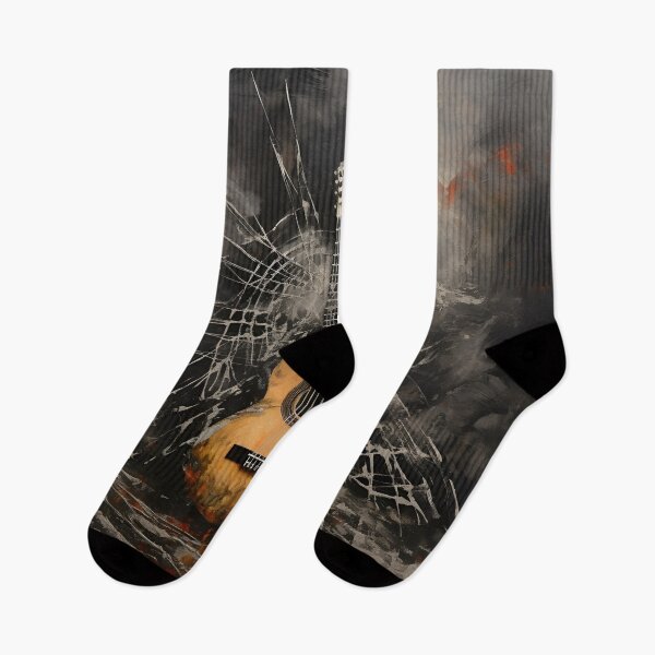 Item preview, dark abstract guitar print with spiderwebs designed and sold by dcrc.