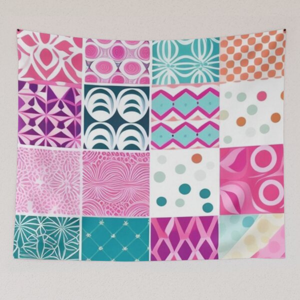 Artikelvorschau, Pastellfarbenes Patchwork mit mehreren Mustern entworfen und verkauft von Roxburylane.